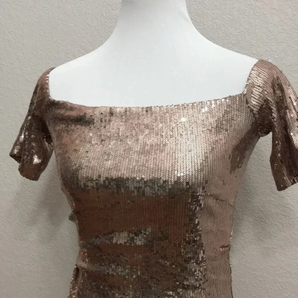 Nicole Miller Collection Rose Gold Sequin Dress - Picture 2 of 6